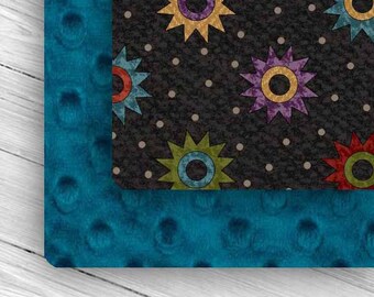Custom Weighted Blanket for Adult or Teen, Lead-Free Glass Microbeads (PATTERN: Mallard Embossed Minky & Dark Stars)