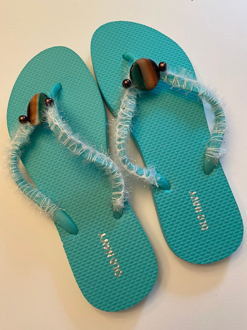 teal flip flops