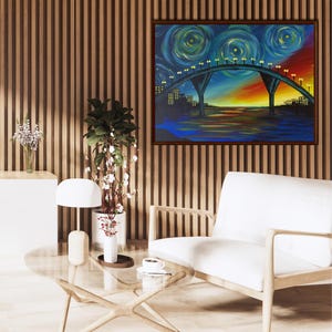Puente: Arte moderno / Decoración de paredes / Pintura acrílica original / Diseño de interiores