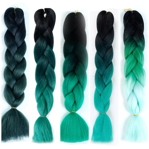 High Quality Braiding Hair Shades Of Green 1 Piece 24 Inch Etsy