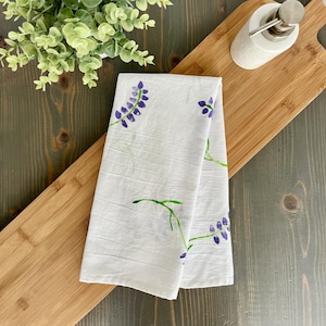 Lavender | 100% Cotton Kitchen Towel | Flour Sack Towel | Tea Towel | Watercolor | Hand-painted