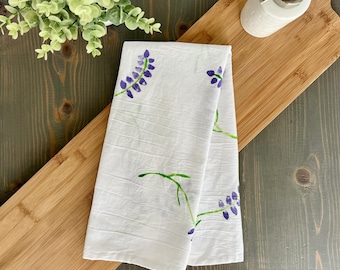 Strofinaccio da cucina color lavanda dipinto a mano / Strofinaccio da cucina in cotone 100%