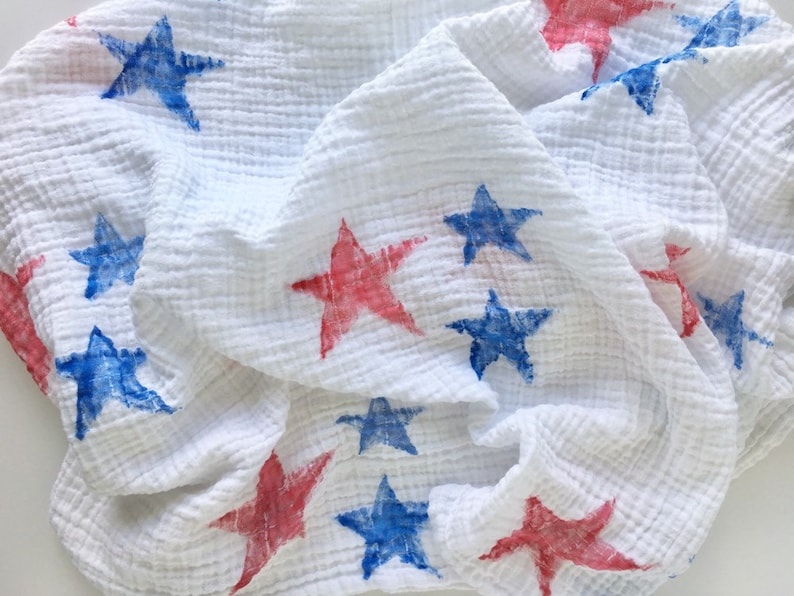 Hand-painted Baby Blankets Stars 100/% Cotton Muslin Swaddle Blanket Watercolor
