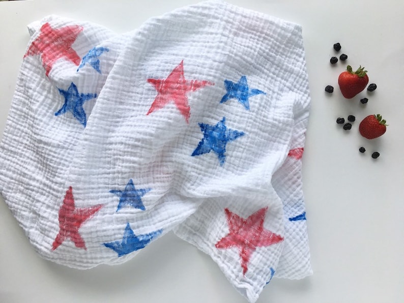 Hand-painted Baby Blankets Stars 100/% Cotton Muslin Swaddle Blanket Watercolor