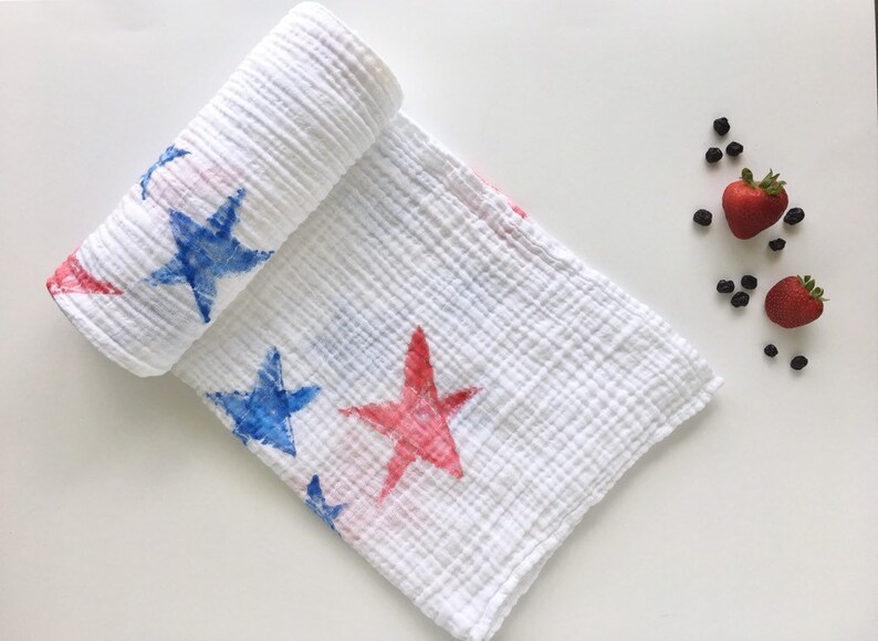 Hand-painted Baby Blankets Stars 100/% Cotton Muslin Swaddle Blanket Watercolor