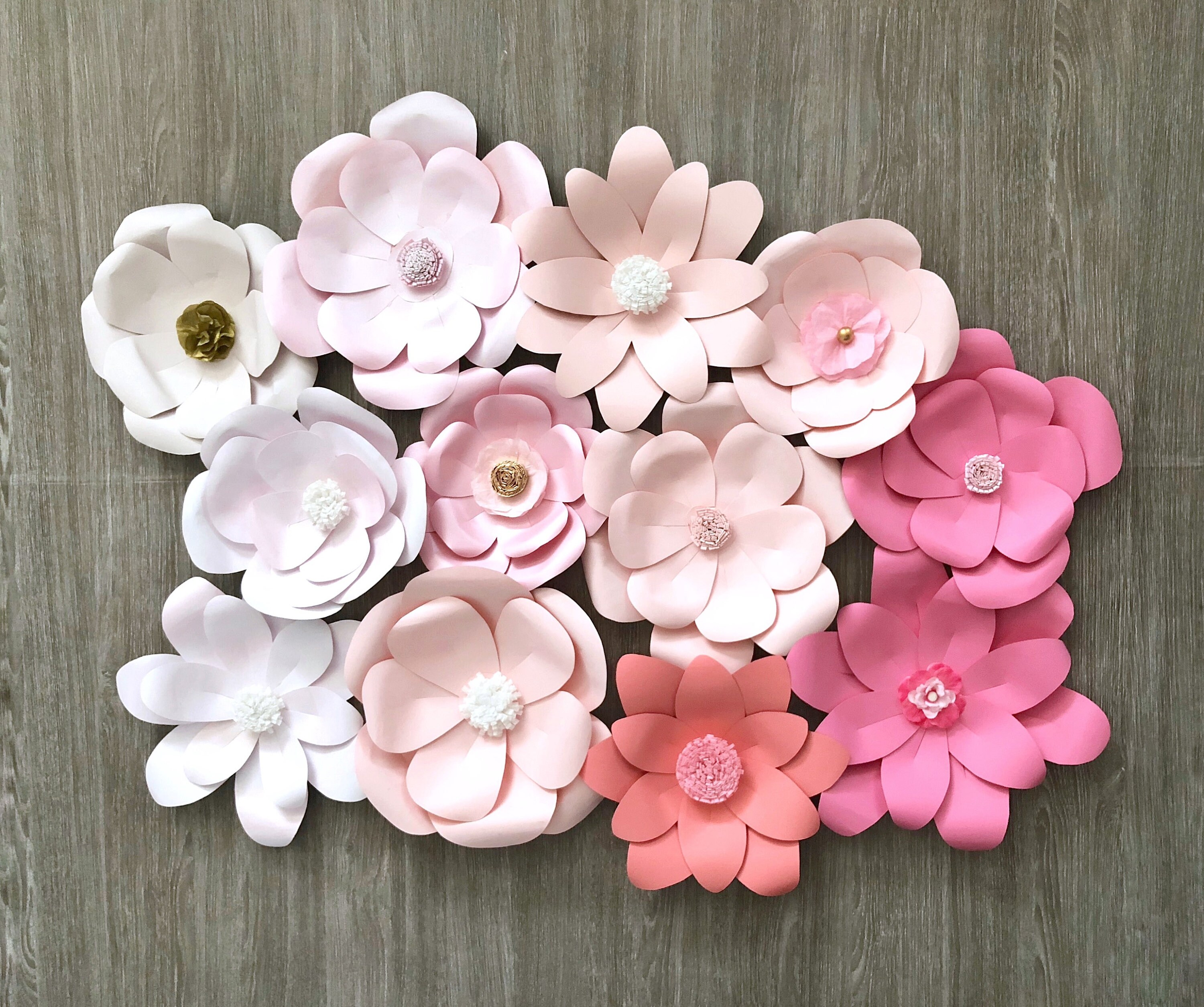 Large pink ombre paper cardstock flowers backdrop party decor. Etsy