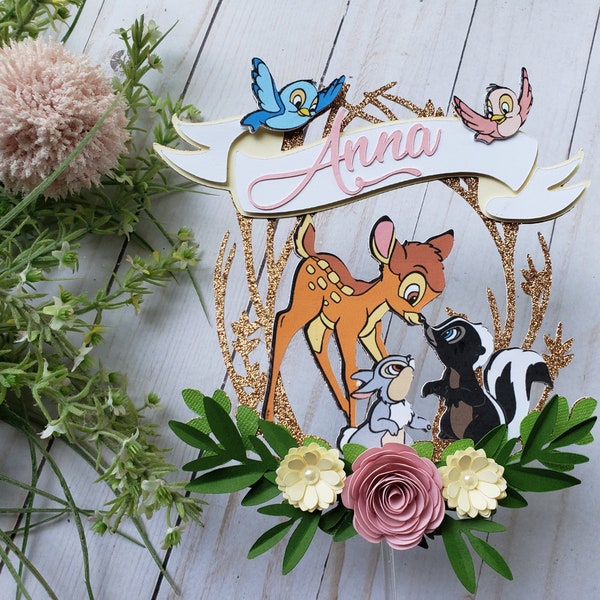 Décoration de gâteau Bambi, décoration de gâteau pour baby shower, décoration de gâteau Bambi personnalisée, thème Panpan Bambi Disney