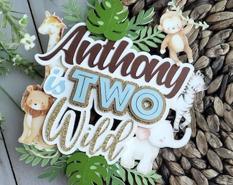 Personalised jungle safari cake topper.