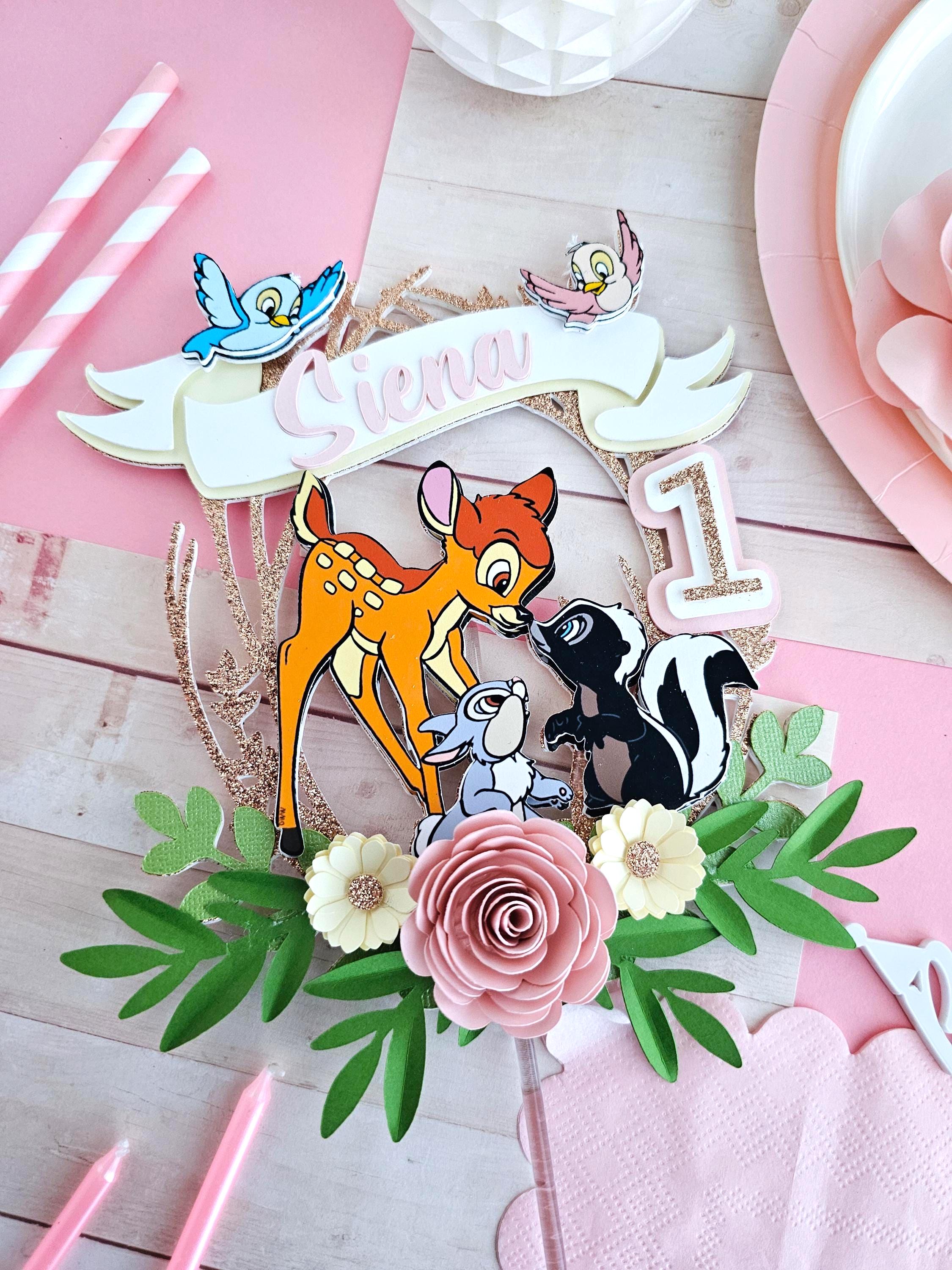 Bambi Cake Topper, Baby Shower Decor, Deer and Skunk Forest Theme