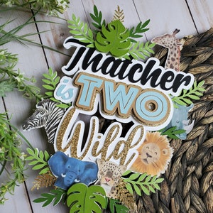 Personalised jungle safari cake topper.