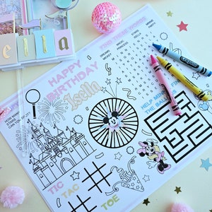 Disneyland Activity sheets, Minnie mouse theme, Minnie mouse party, Coloring sheets