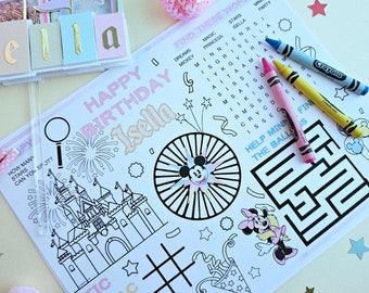 Disneyland Activity sheets, Minnie mouse theme, Minnie mouse party, Coloring sheets