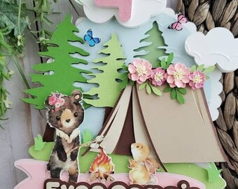 Camping cake topper, Camp out ttheme