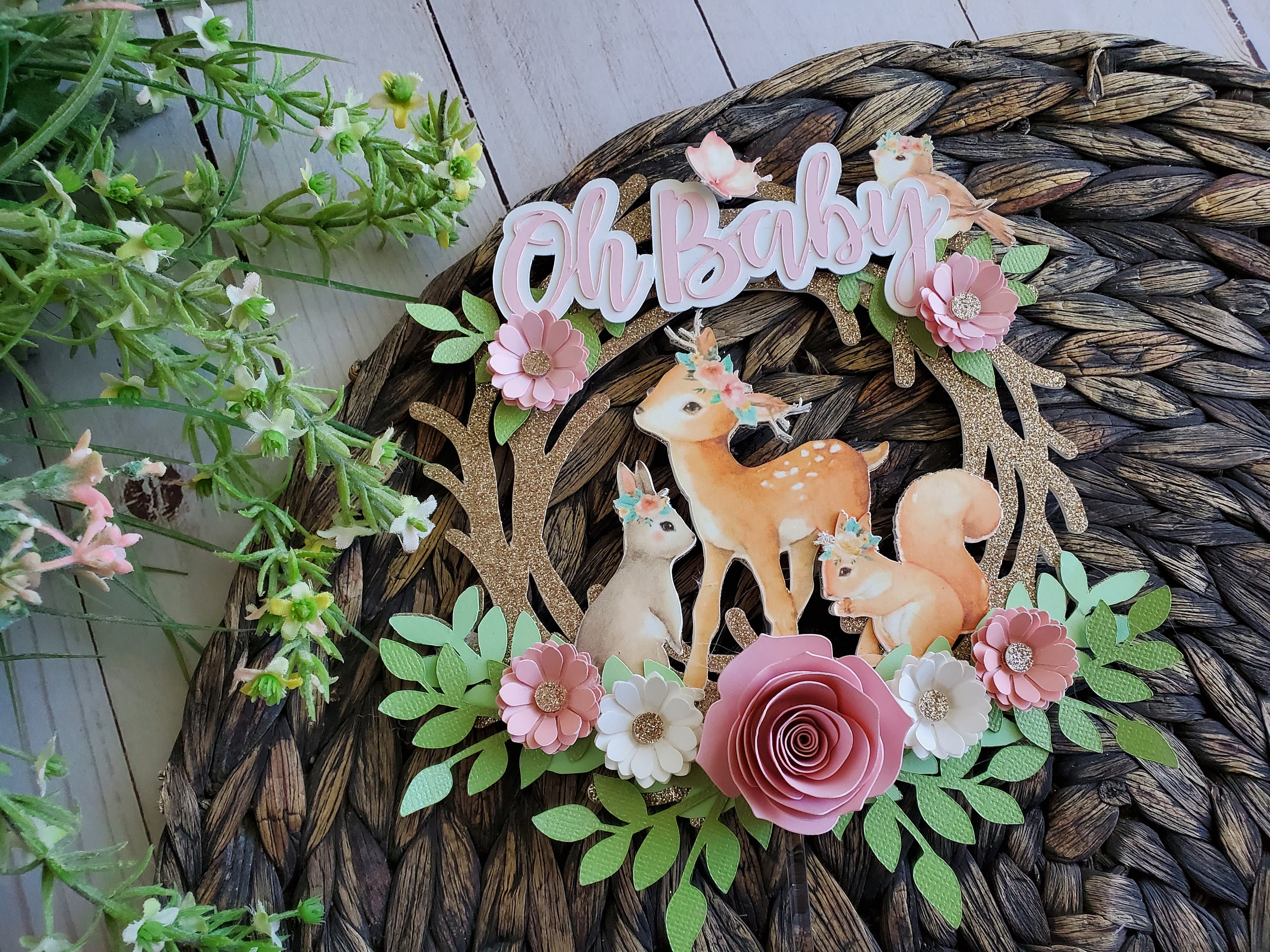 Woodland baby shower decorations Woodland cupcake toppers Baby shower party theme