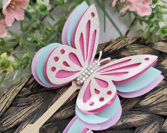 Butterfly Cupcake Toppers, brokatowy motyl, urodziny z motywem motyla, tęczowe motyle, impreza z motylami.