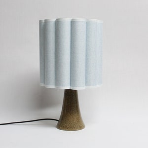 Alice Blue Fabric Drum Table Lamp: Ceramic Base