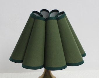 Duzy handmade ins high quality moss green with dark green trim and acrylic pleated lampshade-50#, custom made，110-240V/50-60Hz