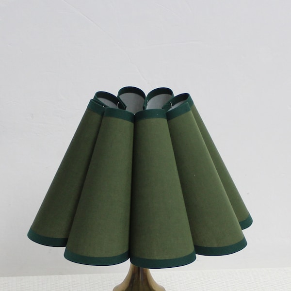 Duzy handmade ins high quality moss green with dark green trim and acrylic pleated lampshade-50#, custom made，110-240V/50-60Hz