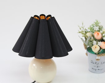 Duzy handmade black high quality fabric and acrylic pleated decoration creative table lamp, 110-240V/50-60Hz, Using Worldwide