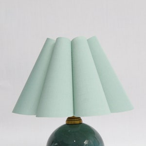 Handmade Light Green Scallop Lampshade: Fabric & Acrylic Home Lighting