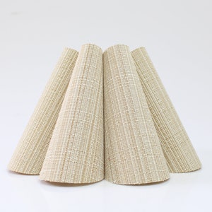 Handmade Khaki Striped Fabric Lampshade: Pleated Acrylic Shade