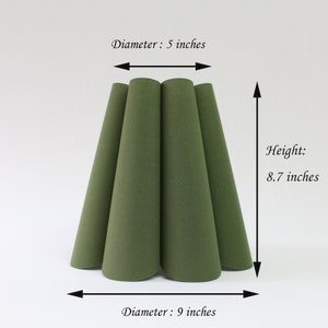 May include: A green fabric lampshade with a diameter of 5 inches at the top and 9 inches at the bottom. The lampshade is 8.7 inches tall.