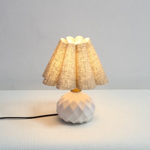 Handmade Ceramic Table Lamp: Dark Oatmeal Fabric Shade
