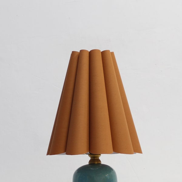 Duzy handmade ocher fabric pleated lampshade for home decor-62#, 110-240V / 50-60Hz