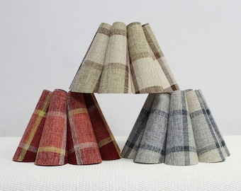 Duzy handmade plaid fabric and acrylic pleated lampshade, custom made，110-240V/50-60Hz,