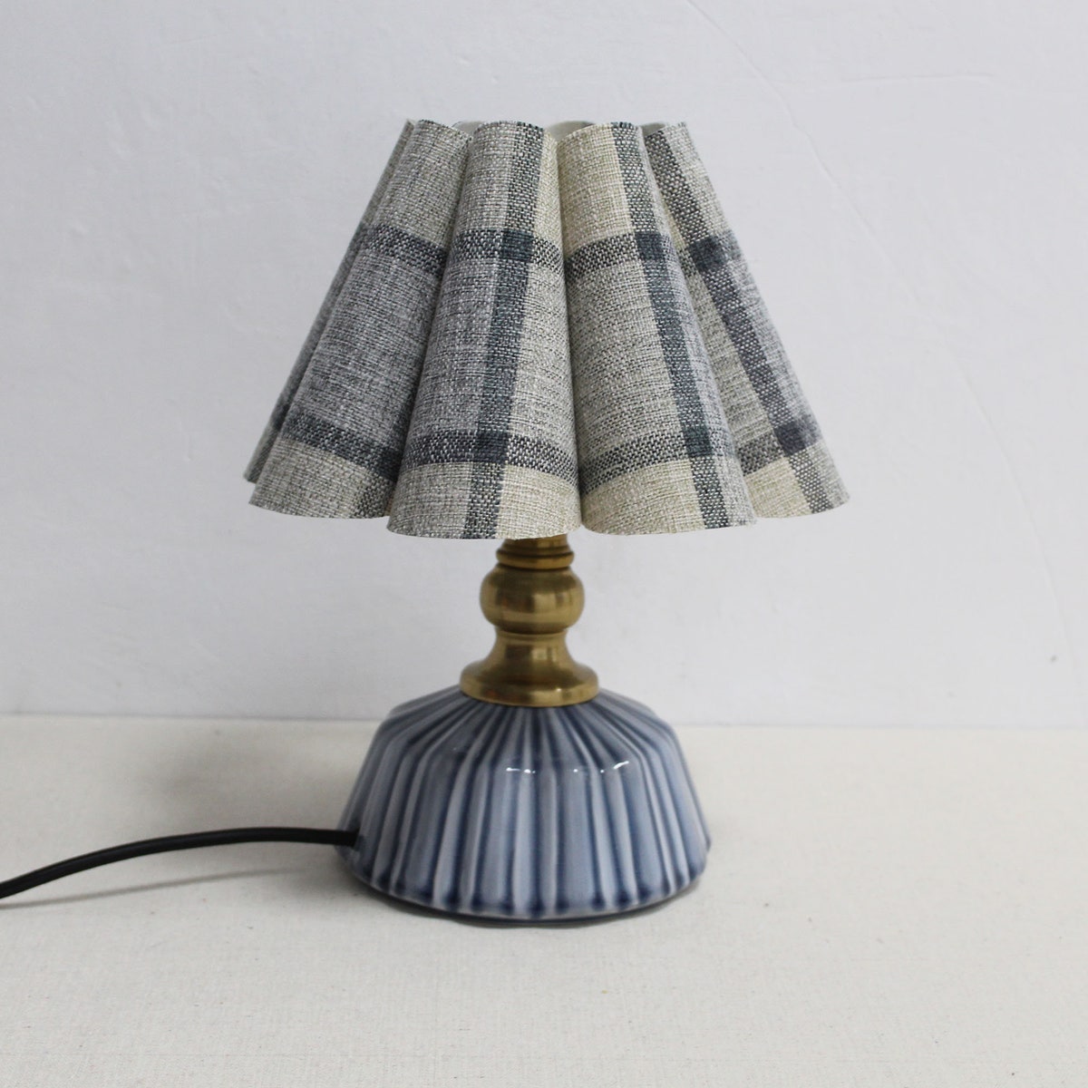 Handmade Blue Plaid Fabric Lamp: Ceramic Base for Home Decor-104# - Etsy
