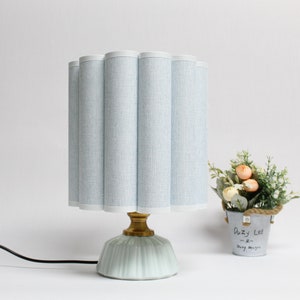 Handmade Aliceblue Fabric Table Lamp: Ceramic Base Home Decor