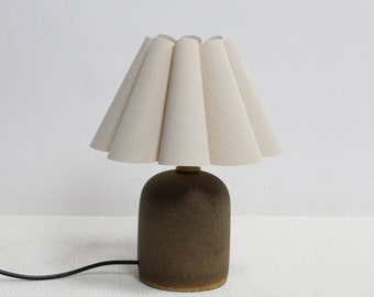 Duzy handmade light burlap and acrylic pleated ceramic base lamp for home decor-5#, 110-240V/50-60Hz, Using Worldwide