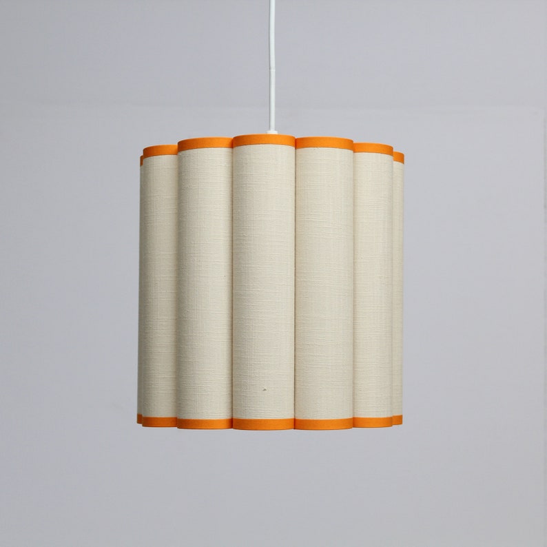 Duzy handmade khaki fabric with orange trim and acrylic pleated pendant lighting ,custom made110-240V/50-60Hz image 4