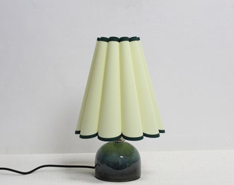 Duzy handmade dark beige fabric with dark green base table lamp for home decor-8#, 110-240V/50-60Hz, Using Worldwide