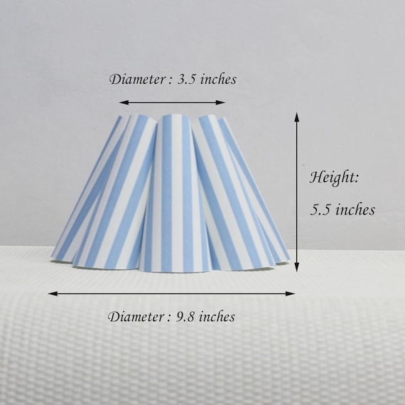 KI-no × koti BEAUTY Stripe Shade Blue Ticking Stripe Lamp Shade With a Self Trim-custom Made