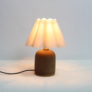 Duzy handmade light burlap and acrylic pleated ceramic base lamp for home decor-5, 110-240V/50-60Hz, Using Worldwide image 8