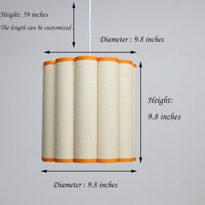 Duzy handmade khaki fabric with orange trim and acrylic pleated pendant lighting ,custom made110-240V/50-60Hz image 2