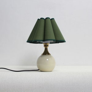 Duzy handmade scallop shape moss green fabric and ceramic base table lamp-50, 110-240V/50-60Hz image 4