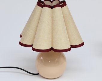Duzy handmade high quality khaki cotton linen with burgundy trim table lamp, 110-240V/50-60Hz, Using Worldwide