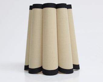 Handmade Khaki Pleated Lampshade with Black Trim
