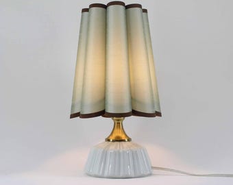 Handmade medium aquamarine Fabric Lamp with Ceramic Base for home gift-55#
