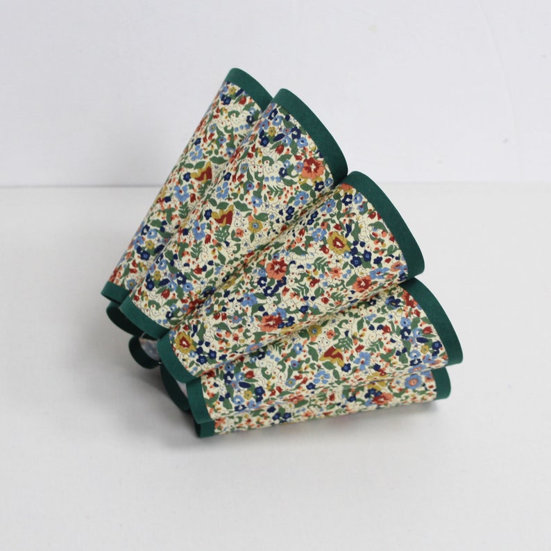 Handmade Floral Fabric Lampshade with Green Trim - Thumbnail 5