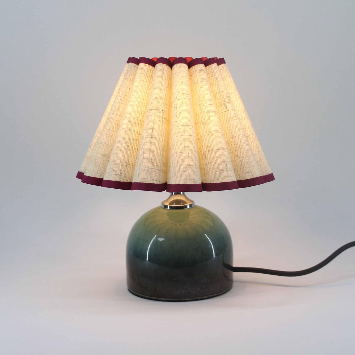Handmade Pleated Hemp Lamp: Ceramic Base Table Lamp - Etsy