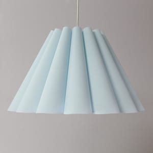 Light Cyan Pleated Pendant Lighting: Handmade Fabric & Acrylic