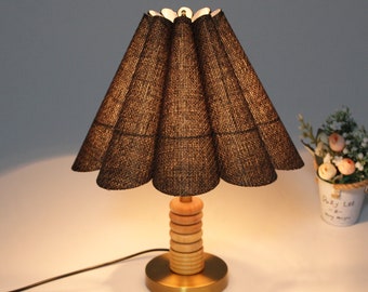 Duzy handmade brown burlap ins high quality fabric and acrylic pleated table lighting ,110-240V/50-60Hz