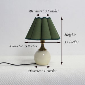 Duzy handmade scallop shape moss green fabric and ceramic base table lamp-50, 110-240V/50-60Hz image 2