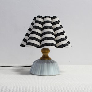 Handmade Black Stripe Fabric Table Lamp: Ceramic Base, 11-inch