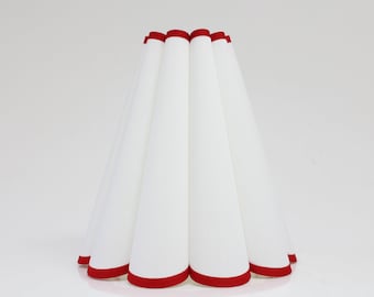 Duzy custom handmade ligt beige with red trim and acrylic pleated lampshade 3#, 110-240V/50-60Hz, Using Worldwide