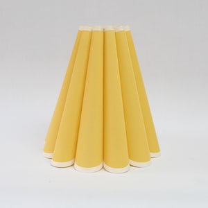 Handmade Yellow Pleated Fabric Lampshade with White Trim