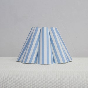 Duzy handmade light blue stripes fabric and acrylic pleated lampshade-100#, custom made，110-240V/50-60Hz,